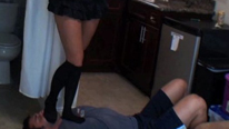 Abusive girlfriend in high heels torments her boy